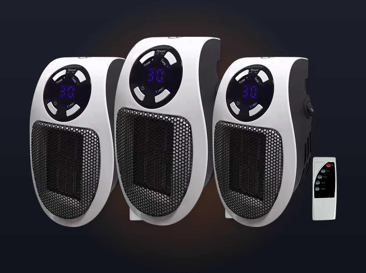 Gentle Glow™ 500W Compact Plug-In PTC Ceramic Wall Heater Package Contents